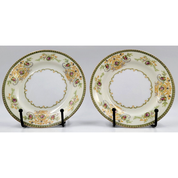 Two P B Charm Bread & Butter Plate 6 3/8" Floral Scroll Gold Trim 1950-1960s - Picture 3 of 7